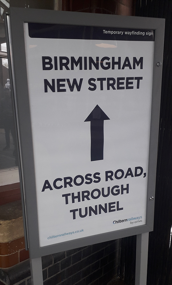 BIRMINGHAM NEW STREET: ACROSS ROAD, THROUGH TUNNEL